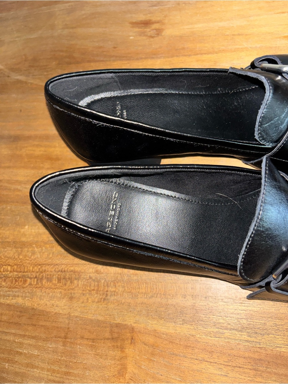 Vagabond Black Leather Block Heel Loafer with Silver Buckle Accent - Picture 5 of 6